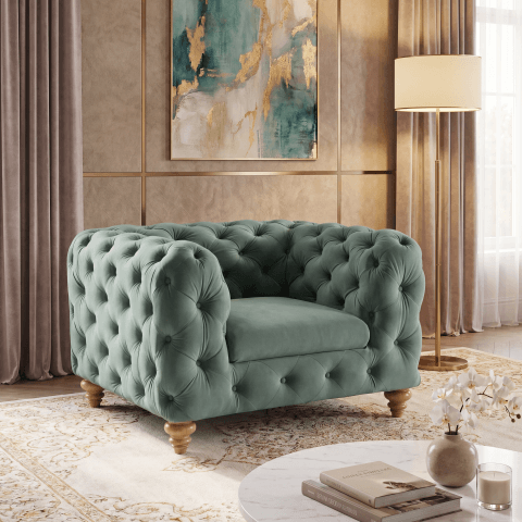 Fotel pikowany TEO WOOD Chesterfield