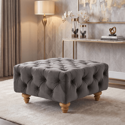 Puf pikowany TEO WOOD Chesterfield 80x80