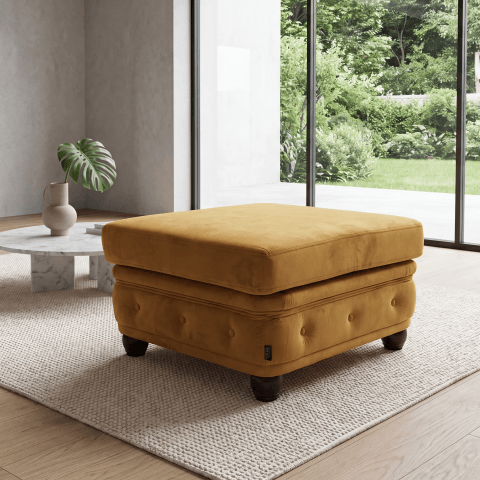 Puf pikowany Chesterfield podnóżek do salonu Felix 75x70 tk. Magic Velvet 2215
