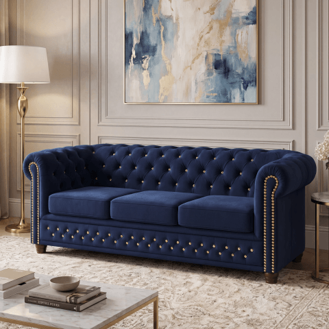 Sofa trzyosobowa pikowana Chesterfield FELIX BLINK 3 - tk. Riviera 81