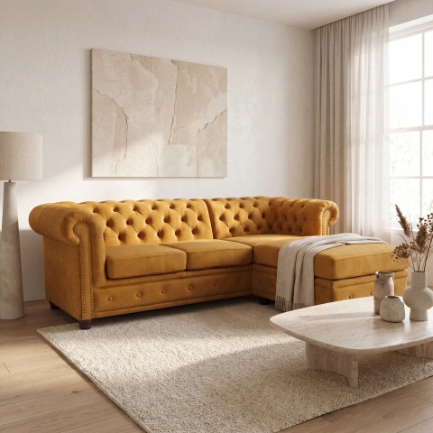 Narożnik czteroosobowy pikowany Chesterfield FELIX 2+OT