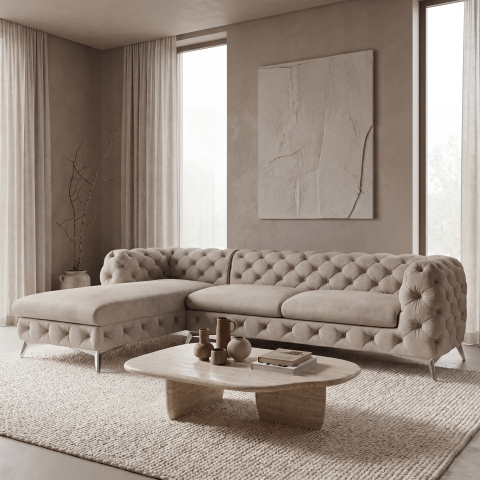 Narożnik czteroosobowy pikowany Chesterfield TEO OT+2
