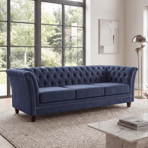 Sofa trzyosobowa pikowana Chesterfield HASSO