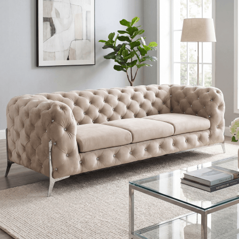 Sofa trzyosobowa pikowana glamour Chesterfield TEO HIGH BLINK 3
