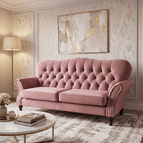 Sofa trzyosobowa pikowana glamour Chesterfield BOGOTA