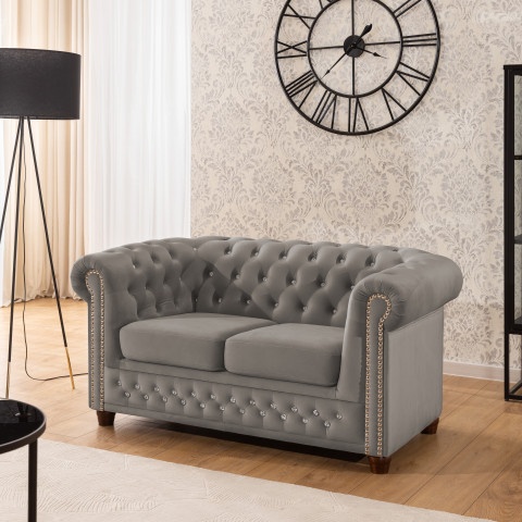 Sofa dwuosobowa z funkcją spania pikowana Chesterfield FELIX BLINK 2