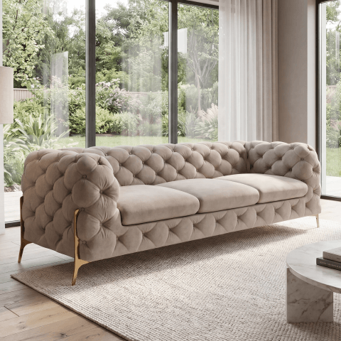 Sofa trzyosobowa pikowana glamour Chesterfield TEO HIGH 3