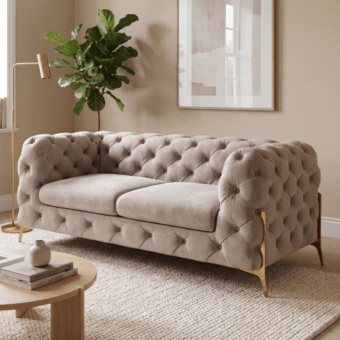 Sofa dwuosobowa pikowana glamour Chesterfield TEO HIGH 2