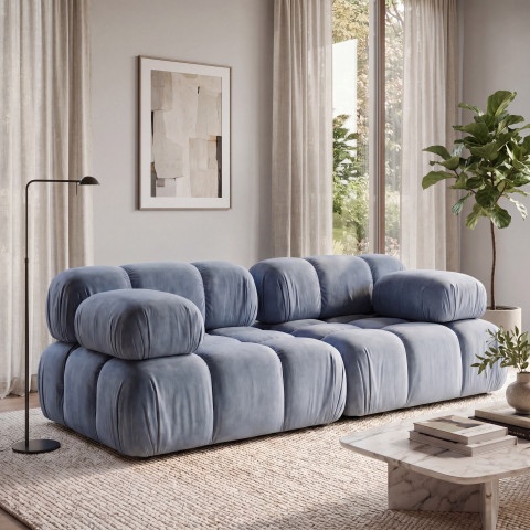 Sofa modułowa Manzoni 1 w błękitno niebieskiej tk. Magic Velvet 2224