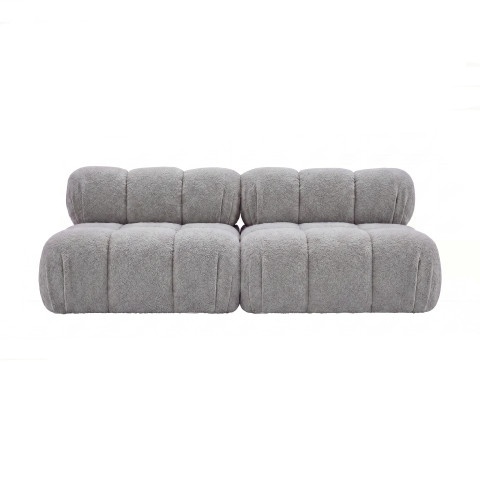 Sofa modułowa Novanti 1 w pluszowej, jasnoszarej tk. Abriamo 6