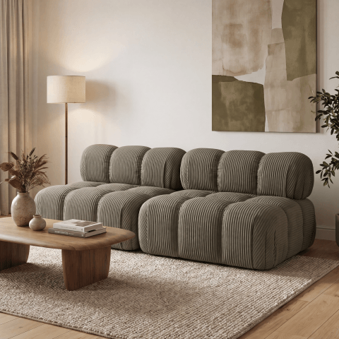 Sofa modułowa Novanti 1 w sztruksowej ciemnozielonej tk. Lincoln 37D
