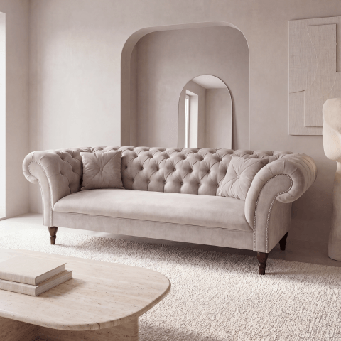 Sofa trzyosobowa pikowana Chesterfield PORTO