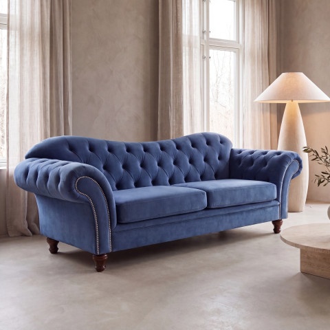 Sofa trzyosobowa z funkcją spania pikowana Chesterfield PARIS
