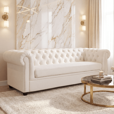 Sofa trzyosobowa z funkcją spania pikowana Chesterfield SYDNEY