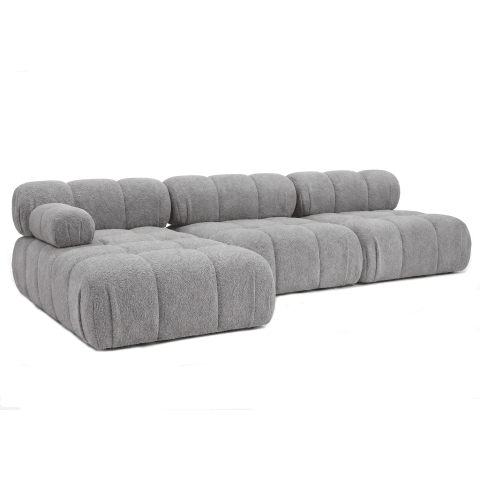 Narożnik modułowy Novanti 3 w jasnoszarej tkaninie boucle, Abriamo 6
