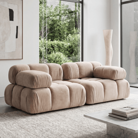 Sofa modułowa Manzoni 1 w truflowej welurowej tkaninie, Magic Velvet 2282