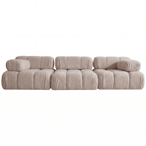 Sofa modułowa Manzoni 2 w beżowej tkaninie boucle, Catch me 02