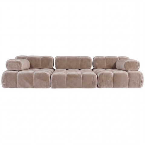Sofa modułowa Manzoni 2 w welurowej, beżowej tkaninie Riviera 16