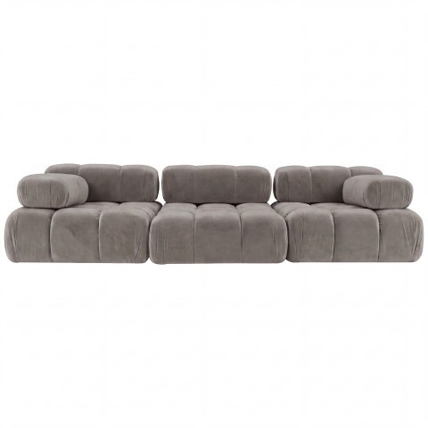 Sofa modułowa Manzoni 2 w welurowej jasnoszarej tk. Riviera 91