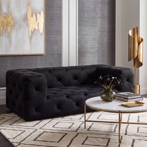 Sofa dwuosobowa czarna Chesterfield BENTLEY