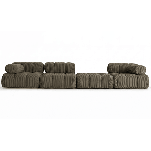 Sofa modułowa Manzoni 3 w sztruksowej ciemnozielonej tkaninie, Lincoln 37D