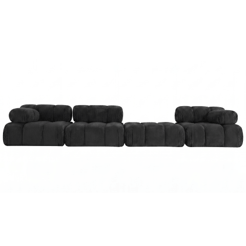 Sofa modułowa Manzoni 3 w sztruksowej czarnej tkaninie, Lincoln 100D