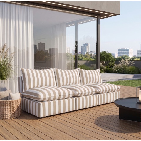 Beżowa sofa modułowa ogrodowa Marvella 1 wodoodporna tkanina outdoor