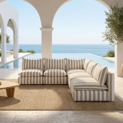 Sofa ogrodowa modułowa Marvella 2 Beżowy narożnik tarasowy outdoor
