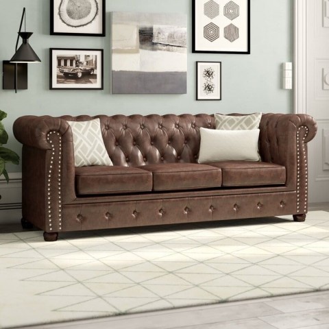 Sofa trzyosobowa pikowana Chesterfield VINCENT