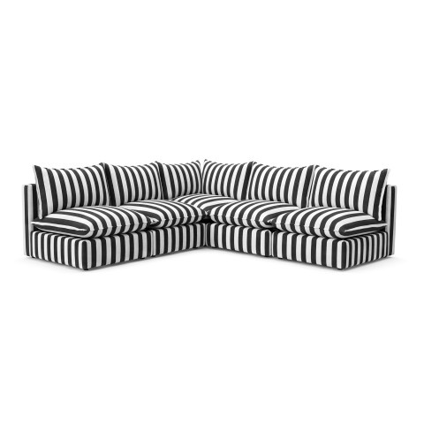 Narożnik ogrodowy Marvella 2 modułowa sofa Outdoor w czarne paski