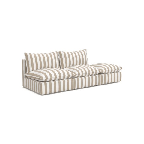 Jasna sofa tarasowa Marvella 3 - Nowoczesna sofa modułowa outdoor w pasy
