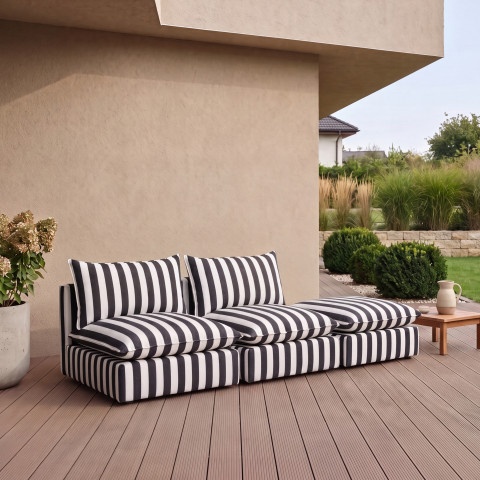 Czarna sofa ogrodowa Marvella 3 - modułowa sofa z wodoodpornej tkaniny outdoor