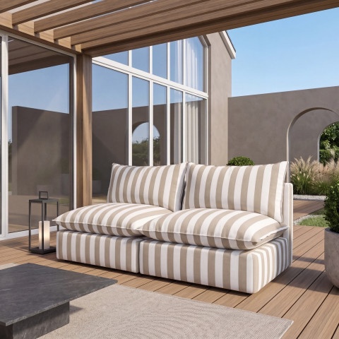 Modułowa sofa tarasowa Marvella 4 beżowa 2-osobowa z tkaniny outdoor