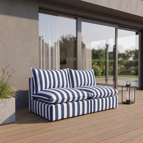 Mała sofa ogrodowa Marvella 4 - modułowa niebieska z tkaniny outdoor