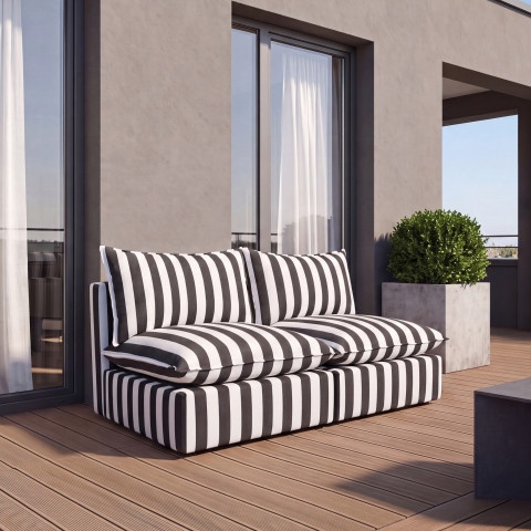 Sofa ogrodowa Marvella 4 czarno-biała sofa modułowa na taras outdoor
