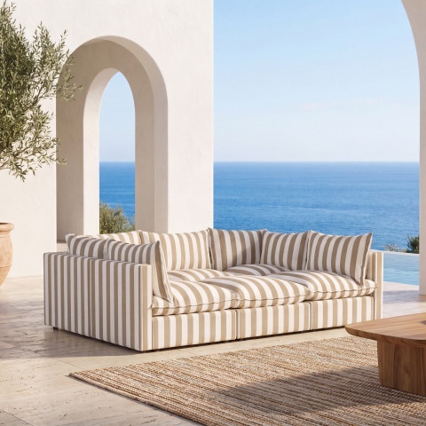 Modułowa sofa ogrodowa Marvella 5 beżowa z wodoodpornej tkaniny outdoor