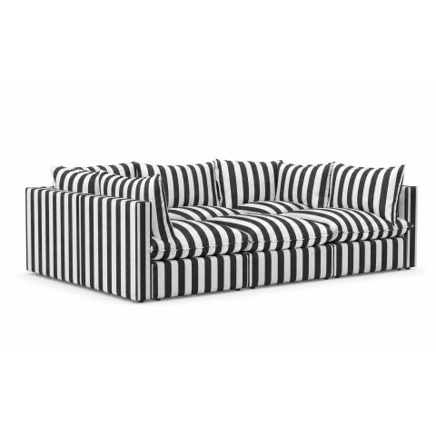 Sofa ogrodowa Marvella 5 w czarne pasy - duża sofa modułowa tkanina outdoor