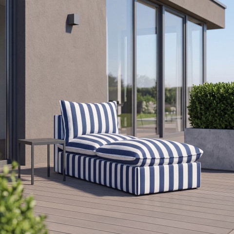 Niebieska leżanka ogrodowa w paski Marvella 6 Modułowa sofa outdoor