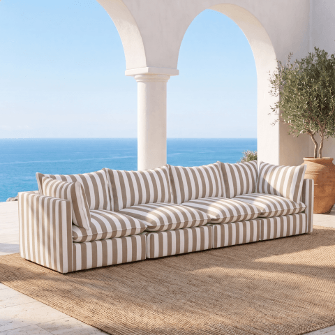 Modułowa sofa ogrodowa Marvella 7 beżowa z wodoodpornej tkaniny outdoor