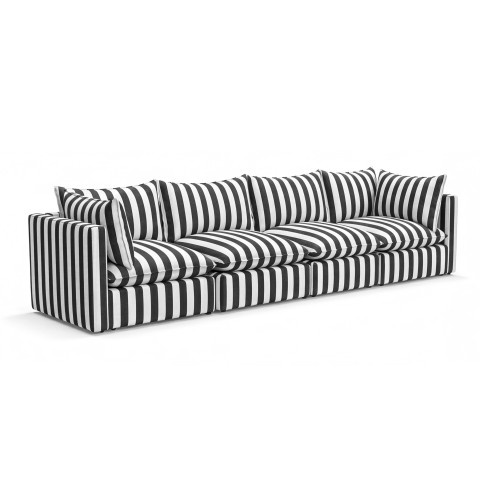 Sofa ogrodowa w czarne pasy Marvella 7  duża modułowa sofa outdoor