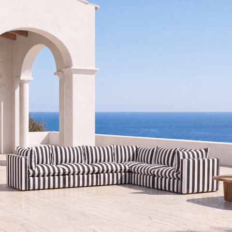 Modułowy narożnik Marvella 8 czarno-biała sofa do ogrodu i na taras