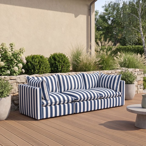 Niebieska sofa modułowa Marvella 9 - luksusowa z trwałej tkaniny outdoor