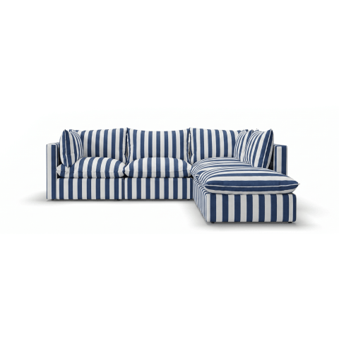 Niebieska sofa ogrodowa Marvella 10 w paski - Modułowy narożnik Outdoor