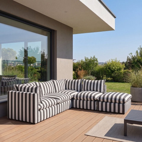 Modułowa sofa ogrodowa Marvella 10 Czarna - Meble na taras Outdoor