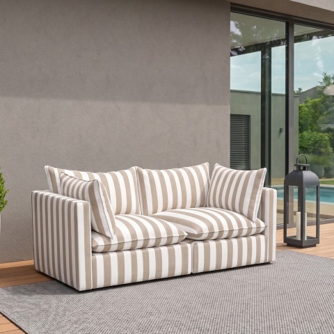 Sofa ogrodowa modułowa Marvella 11 Mała kanapa tarasowa beżowa Outdoor