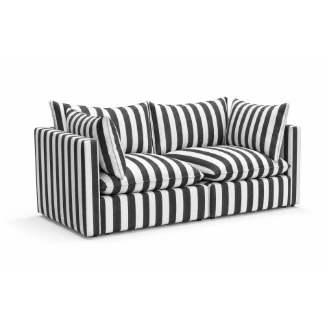 Sofa ogrodowa Marvella 11 modułowa Outdoor czarno-biała w pasy