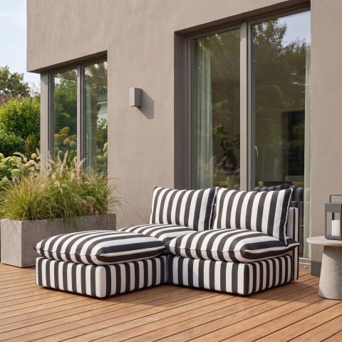 Modułowy narożnik ogrodowy Marvella 12 Biało-czarne pasy outdoor