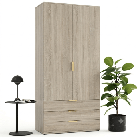 Szafa uchylna dwudrzwiowa z szufladami Linea - 110x205x53