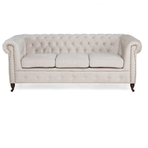 Sofa trzyosobowa z funkcją spania pikowana Chesterfield VINCENT