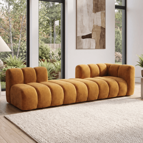 Sofa modułowa Velis 4-osobowa miodowy, welur